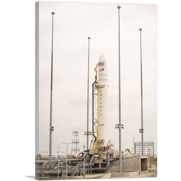 ARTCANVAS NASA Antares Rocket Readies for Launch Into Space Canvas Art Print - Size: 12" x 8" (0.75" Deep)