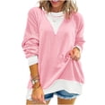thumbnail image 4 of Warop Women's Colorblock Knit Sweater Round Neck Twist Texture Long Sleeve Pullover Loose Fit Top for Winter, 4 of 6