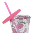 thumbnail image 2 of Vaso para agua de 450 m con popote popote y diseño de fresas Valtari Vaso para agua con popote y diseño de fresas con Glitter, 2 of 3