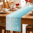 thumbnail image 5 of Table Runners 120 Inches Long Dress Scarves, Teal Blue Summer Beach Farmhouse Coffee/Dining/Kitchen Table Decor Table Runner for Living Room, Coastal Vacation Blue Wooden 13x120 Inch, 5 of 9