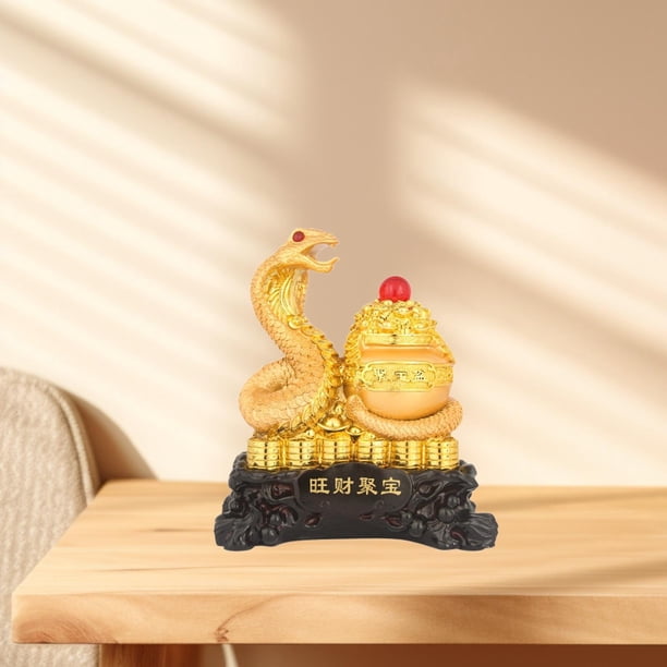 Estatuilla de serpiente de año Nuevo Chino de resina, adorno de Feng Shui, decoración de mesa hecha a mano para regalo de inauguración de la casa, Talla M