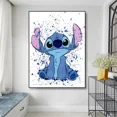 thumbnail image 5 of Póster de arte de acuarela con estampados de dibujos animados de Disney, Stitch, decoración de pared para habitación de niños, pintura en lienzo con arte de graffiti de Lilo y Stitch, 5 of 5