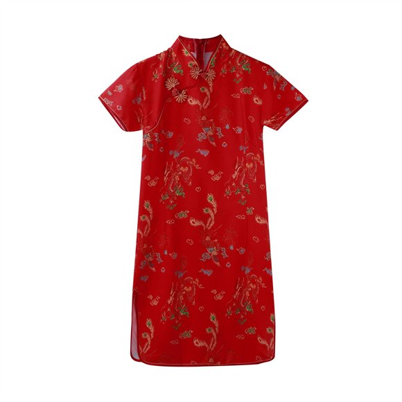 Ladies Etiquette Welcome Dress Short Sleeve Cheongsam for Performance Party Wedding