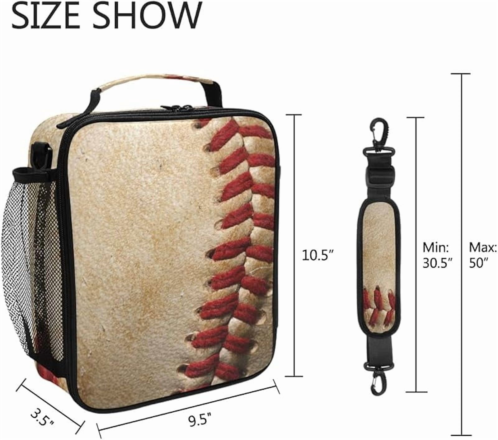 Lunch Box Bag Sport Ball Baseball Vintage Lunchbox Insulated Thermal Cooler Ice Adjustable Shoulder Strap for Women Men