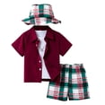 thumbnail image 5 of Letdown Toddler Boys 2 Piece Beach Outfit Short Sleeve Button Down Shirt and Short Sets Summer Hawaiian Vacation Wear with Hats Clothes, 5 of 9