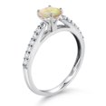 thumbnail image 3 of Gem Stone King 10K White Gold White Ethiopian Opal and White Lab Grown Diamond Wedding Engagement Solitaire Anniversary Ring (0.48 Cttw, Round Cabochon 5MM, Gemstone, Available in Size 5, 6, 7, 8, 9), 3 of 4