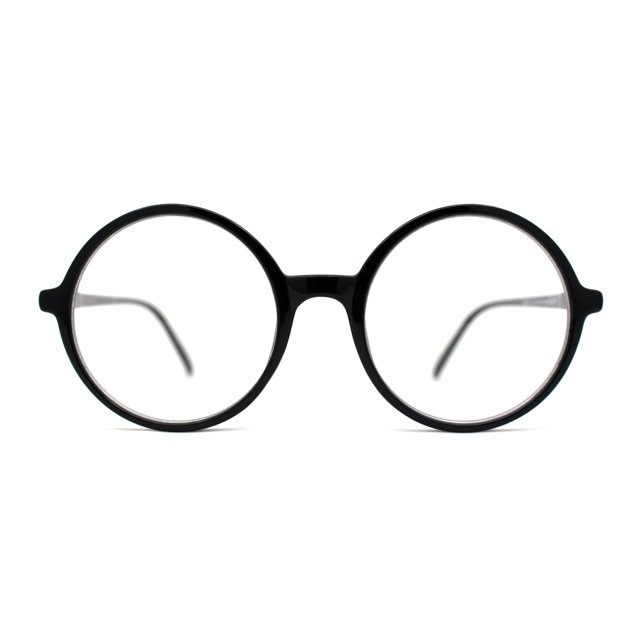 Round Circle Lens Wizard Plastic Mod Fashion Clear Lens Glasses Black Clear