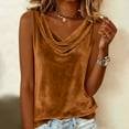 thumbnail image 2 of yoeyez Sleeveless Tops for Women Elegant Cowl Neck Tank Tops Comfortable Loose Fit Velvet T-Shirts Soft Womens Tunic Tops 2026 Trendy Clothes Brown,XXL, 2 of 7