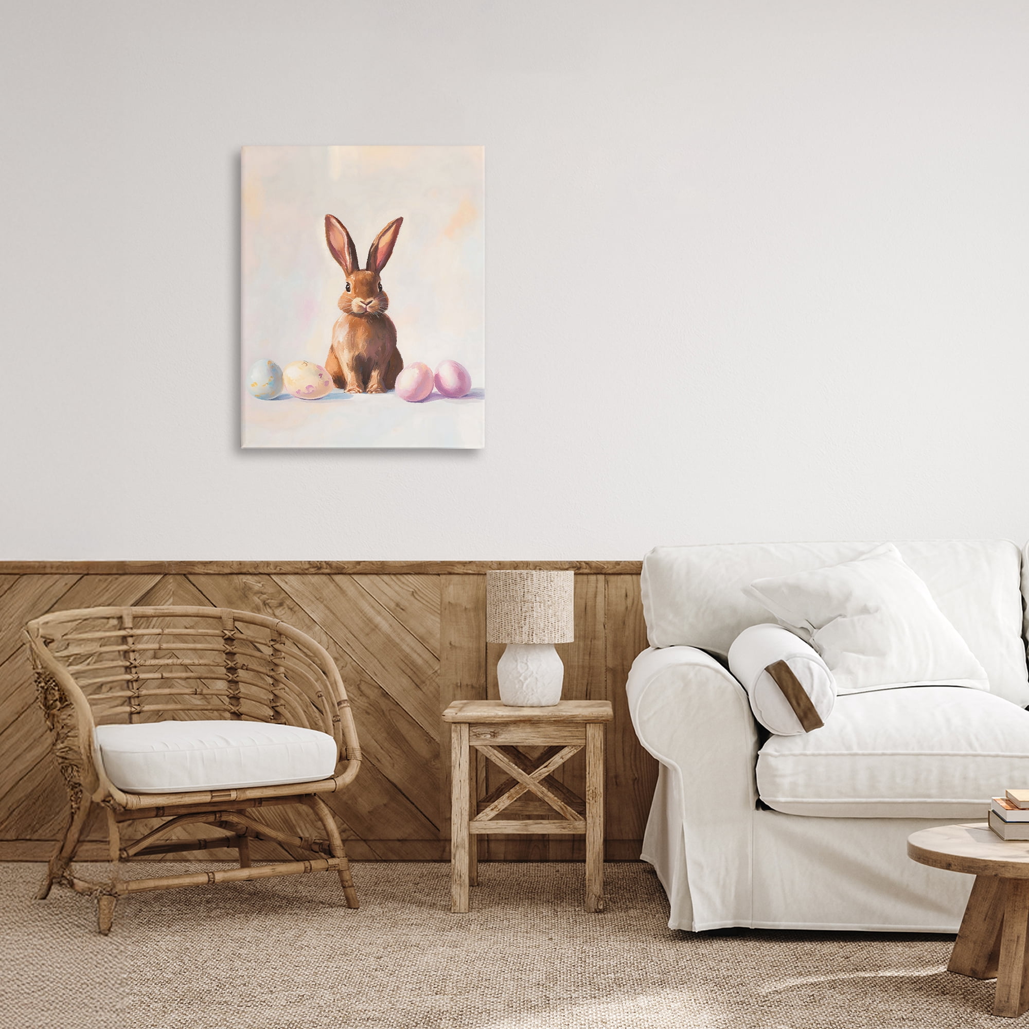 Stupell Industries Easter Bunny with Pastel Eggs Canvas Wall Art, design by The Prints Vibe