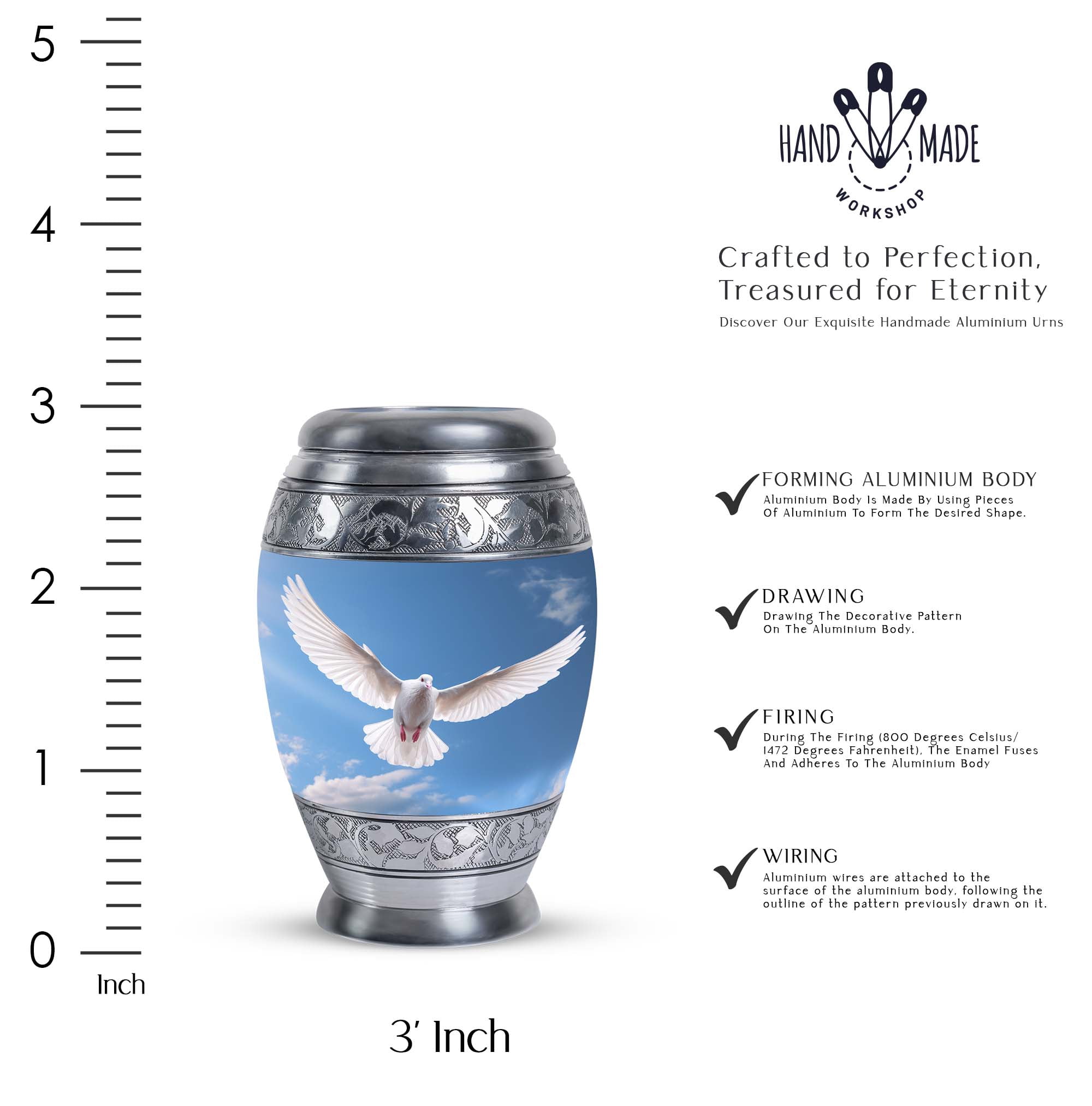 White Dove Small Decorative Urn - Ashes Urns Human Remains - Urn For Human Ashes Adult Men - Urns For Women Human Ashes - Adult Cremation Urns - Dove Urns For Human Ashes (Size - 3inch, 1pcs)