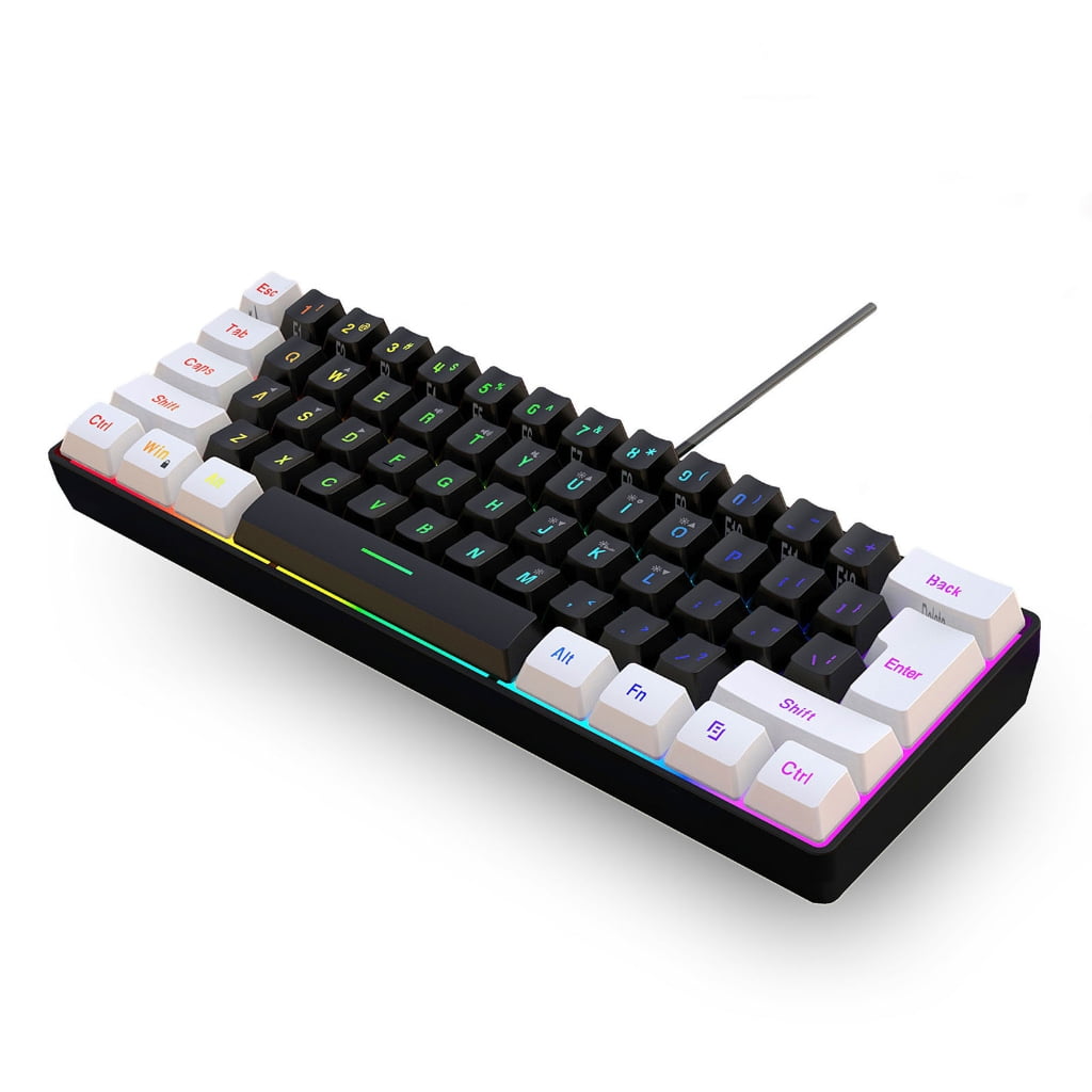 Gaming Keyboard, Quiet Wired Computer Keyboard USB Wired 61Key Gaming Keypad Ergonomic
