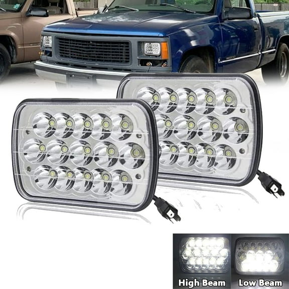 Pair Fit for Dodge W250 GMC C1500 1997-1999 7X6'' 5X7" Hi-Low Beam LED HEADLIGHT H6054
