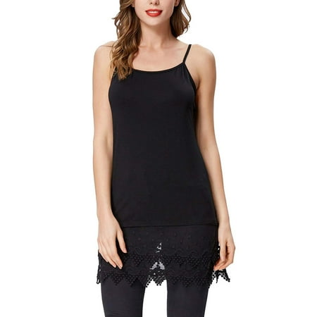 

Inevnen Women Sleeveless Camisole with Adjustable Shoulder Strap Elegant Mesh See-through Hem Tops