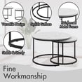 thumbnail image 2 of Nesting Coffee Table Set of 2, 27'' Round Coffee Table,Wood Marble Pattern Top with Metal Frame,End Table Side Tables for Living Room,Bedroom,Balcony,Yard, 2 of 6