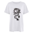 thumbnail image 4 of Hauts d'Été pour Femmes 2023 Mode Féminine Imprimé Col Rond Ample Manches Courtes T-shirt Blouse Pull, 4 of 5