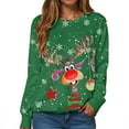 thumbnail image 5 of larppty Christmas Sweatshirts for Women Ugly Reindeer Print Party Outfit Xmas Funny Casual Shirts (Green, XXL), 5 of 5