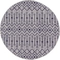 thumbnail image 2 of Unique Loom Trellis Collection Tribal Geometric Transitional Indoor and Outdoor Flatweave Round Rug, 4 Feet, Light Gray/Blue, 2 of 2