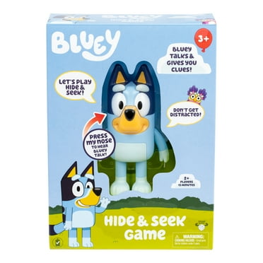 Bluey Hide & Seek Game, Hide Bluey and press her nose to start the timer to find her,  Ages 3 