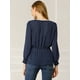 thumbnail image 5 of Blusa Top Allegra K Cuello En V Manga Larga Volantes Azul Marino XS, 5 of 6