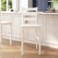 thumbnail image 3 of 2 Piece Bar Stool, Slatted Design Back, White, 3 of 5