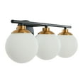 thumbnail image 3 of Robert Stevenson Lighting Lorne - Metal and Frosted Glass 3-Light Vanity Light, Matte Black and Brushed Gold, 3 of 7