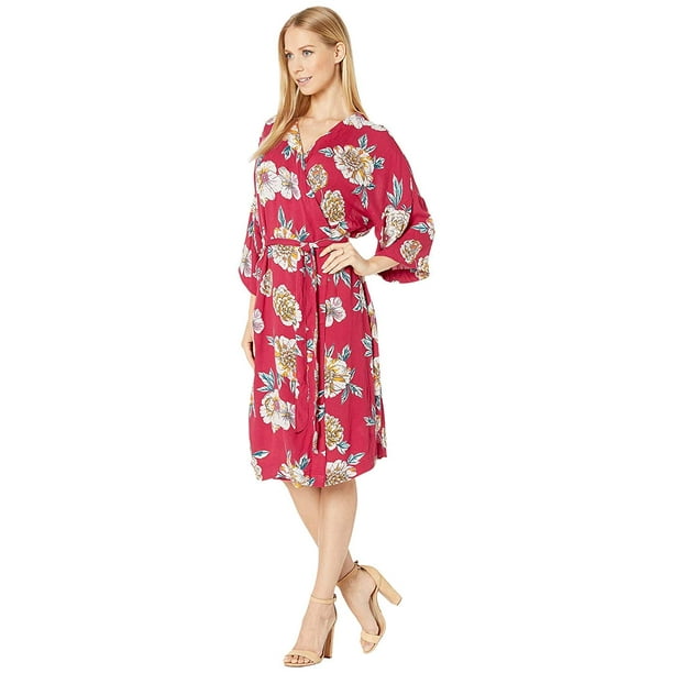 virtue discord Professor Roxy Privy Places Kimono Wrap Dress Deep Claret Sept - Walmart.com