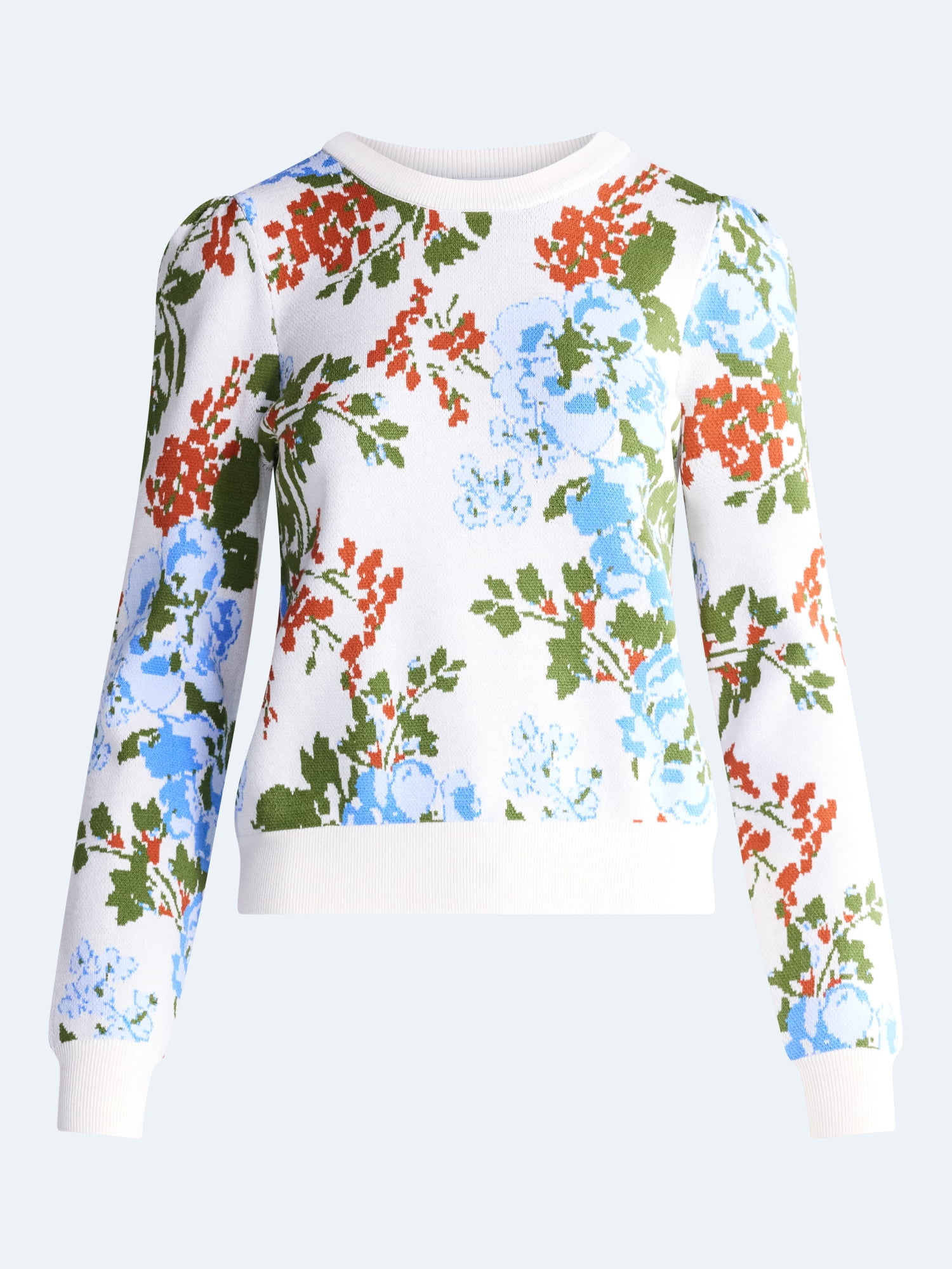 Free Assembly Women's and Women's Plus Sweater with Long Puff Sleeves, Midweight, Sizes XS-4X