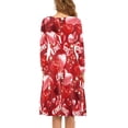 thumbnail image 3 of Renewold Red Dress Women Long Sleeve Floral A Line Twirl Dress Size M Valentine's Day Gifts Love Heart High Waistline Crew Neck Elegant Dress for Party Club Wedding, 3 of 7
