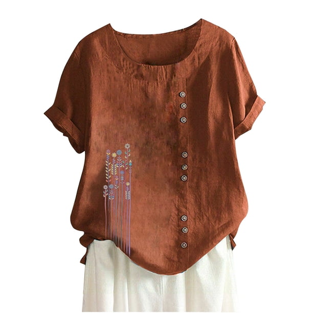 Camisetas de Manga Corta para Mujeres, Camiseta de Manga Corta Impresa Casual Hecha de 95% Poliéster 5% Spandex para Todas las Estaciones, Camisetas de Manga Corta para Mujeres