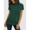 thumbnail image 2 of Womens Summer Casual Short Sleeve Tunics Tops Crew Neck Blouses Dressy Basic Shirts, 2 of 6