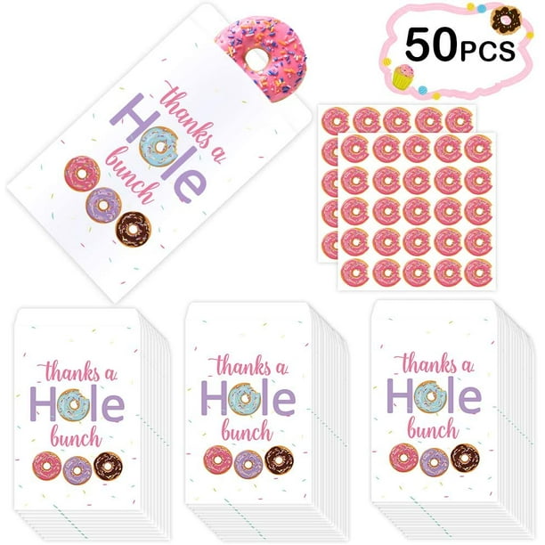 50 pcs donut candy bags thanks a hole bunch stickers donut grow up party decoration donut birthday goodie bags donut th walmart com