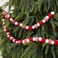 thumbnail image 2 of Selrti Christmas Felt Ball Garland Plush Wool Felt Ball Bead Garland Red White Pompom Bunting Banner for Xmas Tree Holiday Party Decor, 2 of 7