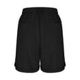 thumbnail image 7 of WCMZJ Bermuda Shorts for Women Cargo Shorts Roll up Knee Length Pockets Elastic Waist Long Shorts for Summer Casual Black 2XL, 7 of 7