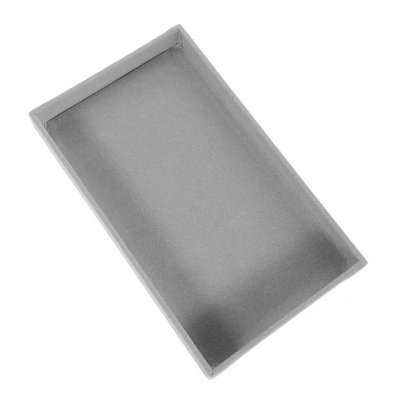 GOOHOCHY Light Grey Woolen and Wood Jewelry Organizer Tray for Drawer Storage and Display 7.5 x 5.5 Inches