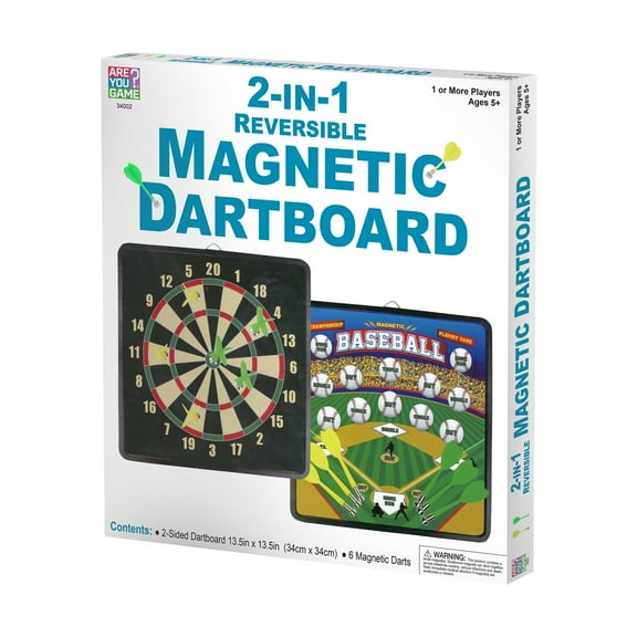 Areyougame.Com 2-in-1 Reversible Magnetic Dartboard Target Toss Games