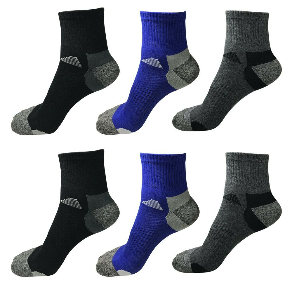 B&Q - 6 Pairs Mens Mid Cut Ankle Quarter Crew Athletic Breathable Sport ...