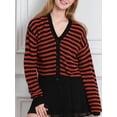 thumbnail image 3 of SUNSIOM Cardigan Rayé pour Femmes, Manches Longues Col en V Fermeture à Boutons Automne Veste Décontractée Pull, 3 of 6