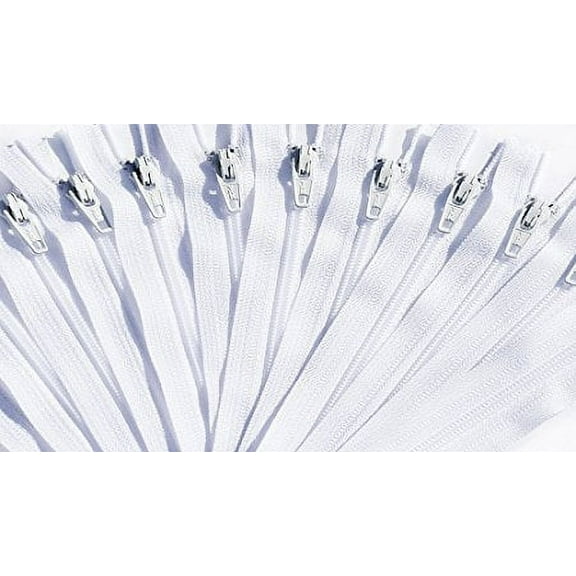 Zipper, YKK #3 Skirt & Dress Nylon Coil Closed End - Select Length or Color (12 Zippers for Color) (20 inch, White)