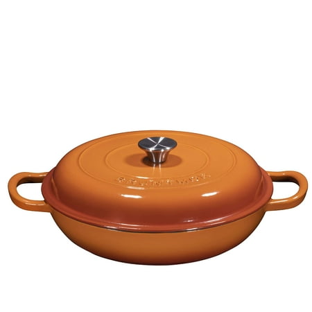 

Bruntmor Porcelain Enameled Cast Iron Casserole Braiser 3.8-Quart Pumpkin Spice