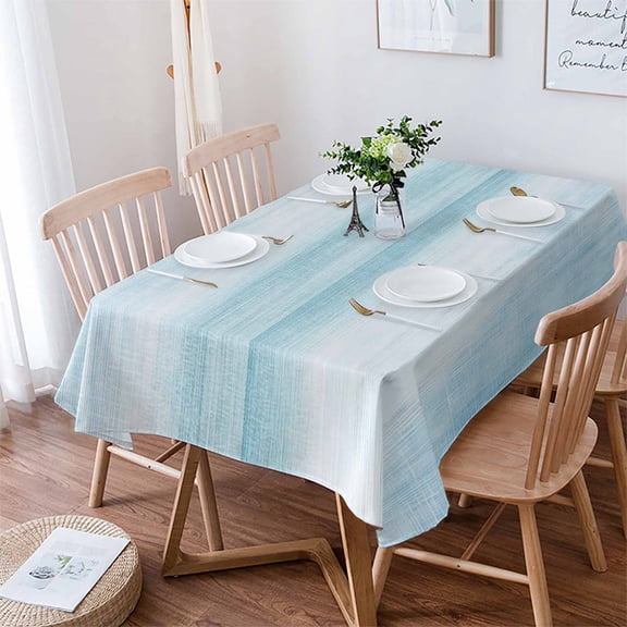 Gradient Aqua Blue Tablecloth Rectangle Table Cloth 52x70 , Waterproof Tablecloth Outdoor Table Cloth, Modern Rustic Minimalist Pastel Solid Washable Table Cover for Kitchen Dining Party