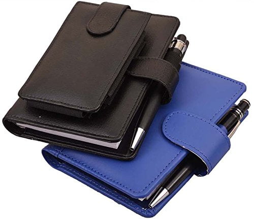 PrintValue Planner with Mobile Holder and Calculator, with Pen and Multiple Pockets (Black and Mini Blue)