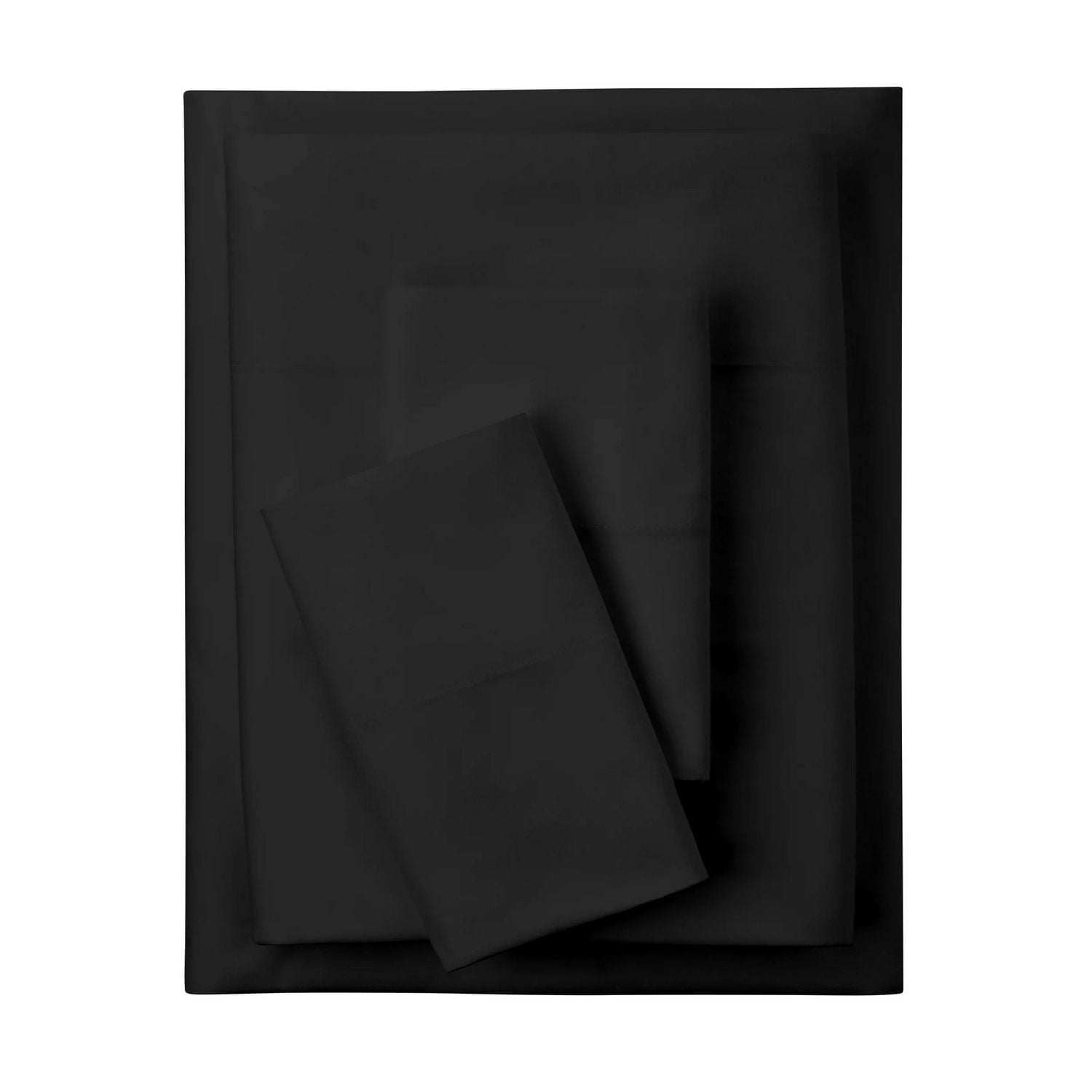 Mainstays 4-Piece 300 Thread Count Black- CVC Cotton Blend Bed Sheet Set, Queen (Adult), Queen Sheet Set