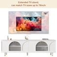 thumbnail image 5 of Atumon Living Room TV Stand, TV Console with 4 Arch Fluted Glass Doors, Modern Entertainment Center, Wood TV Cabinet, TV Stand Furniture for Living Room Bedroom, 69.6"L x 15.7"W x 21.8"H, White, 5 of 10