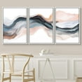 thumbnail image 3 of PixonSign Framed Wall Art Set Pastel Watercolor Blue Brown Ink Wave Smoke Landscape Abstract Canvas Print Nature Wilderness Modern Art Decor Scenic Relax/Calm for Bedroom - 16"x24"x3 Panels White, 3 of 5