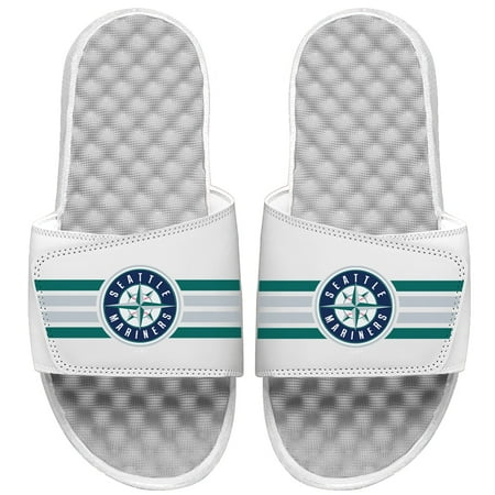

Men s ISlide White Seattle Mariners Varsity Stripes Slide Sandals