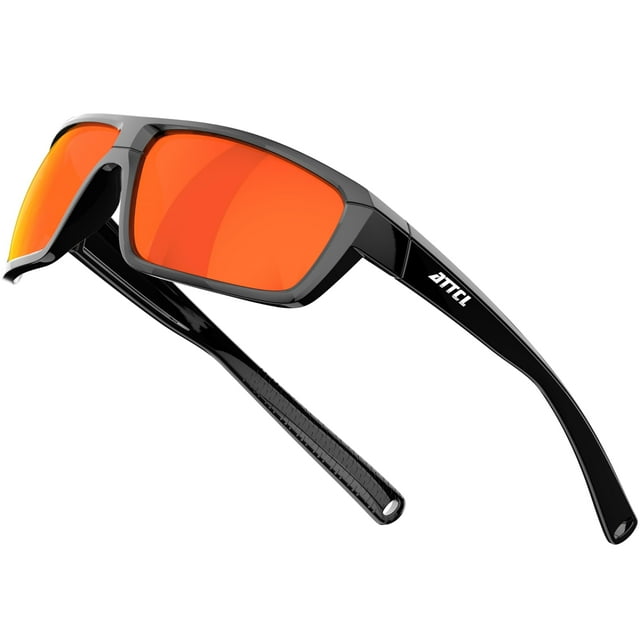 Gafas de sol ATTCL Polarizadas Envolventes 5001 para Hombre UV400 Negro+Rojo