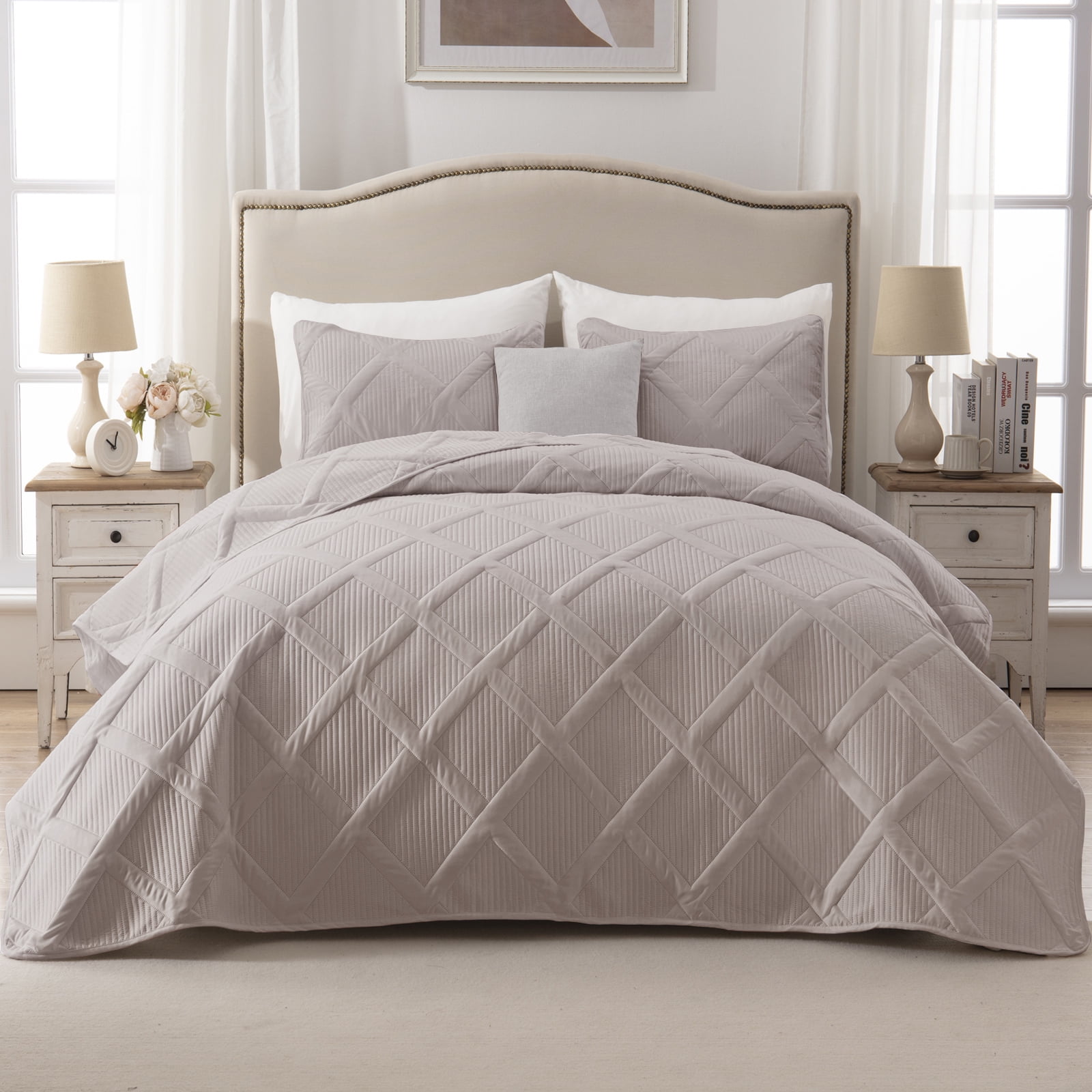 Exclusivo Mezcla Ultrasonic King Size Quilt Set, 3 Pieces Bedding Set