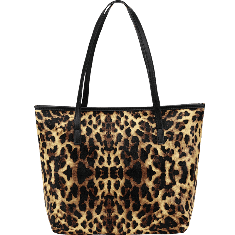 Womens Leather Tote Shoulder Bags Handbags with Leopard Texture 