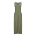 thumbnail image 4 of Diufon Jumpsuit for Women Sleeveless V Neck Wide Leg Pants Romper with Pockets Solid Color Casual Overalls, 4 of 6