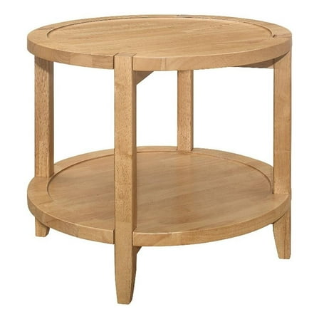 Pemberly Row Transitional Round Solid Wood Side End Table in Maple Brown